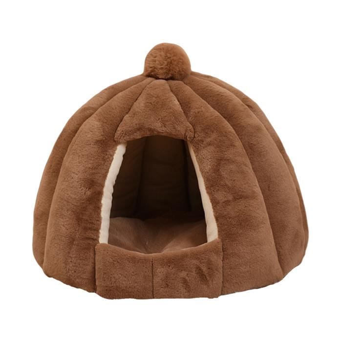 Comparer les prix de Dôme Top Chien Chat Maison Chenil Câlin Grotte de Couchage Lit Doux Tapis Pad Nid Chaud D'hiver Coussin Bronzage clair 56x48cm