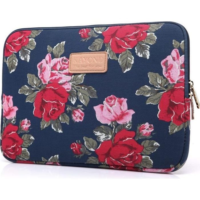 Sacoche Ordinateur 13,5-14 Pouces Kinmac KF-11 - Protection 360° Résistante à L'eau - Motif Floral Avec Poignée
