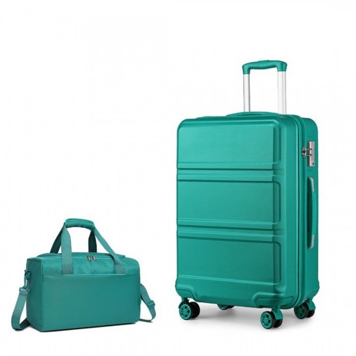 Kono Ensemble de Valises Légères en ABS rigide avec Serrure TSA + Sac Cabine Ryanair 40 x 20 x 25 cm, Turquoise, 24 Inch Luggage