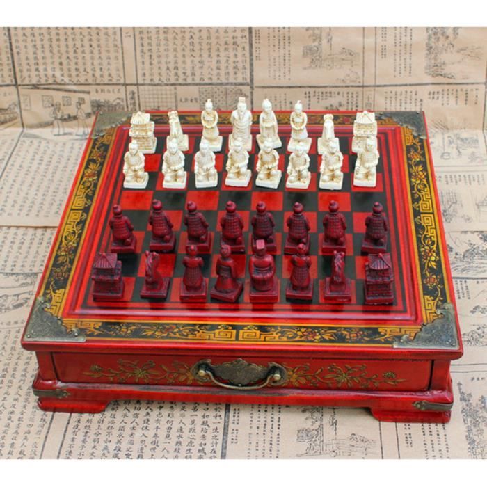 Juego de Ajedrez Jeu d'échecs chinois traditionnel en résine et daim Jeu d'échecs rétro