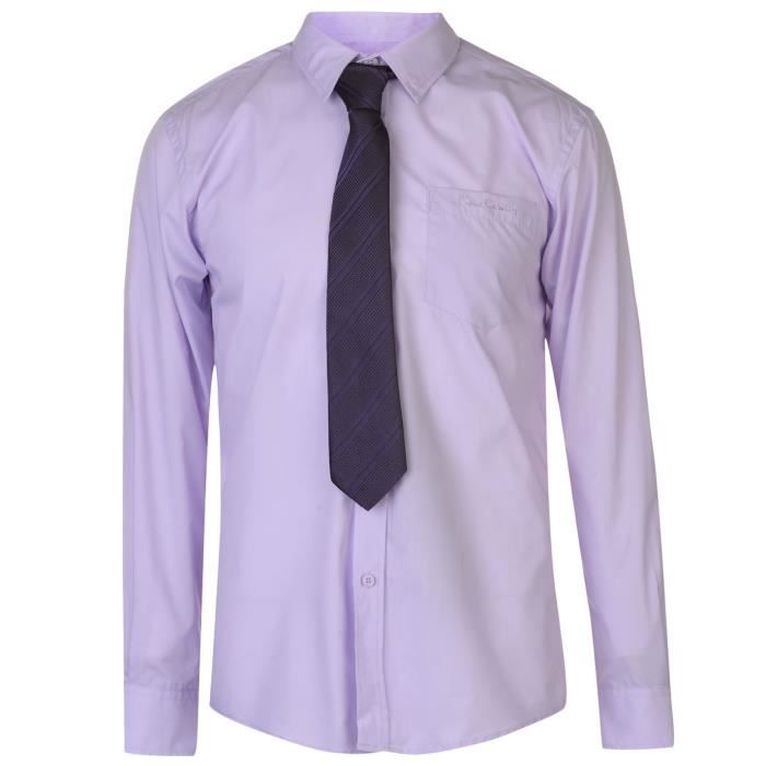CHEMISE HOMME PIERRE CARDIN AVEC CRAVATES MANCHES LONGUES 