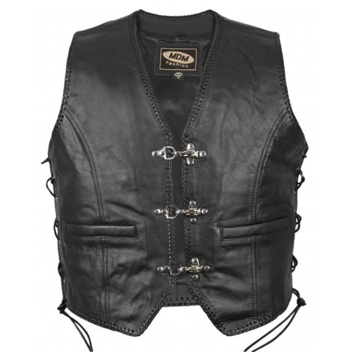 S Veste Gilet en Cuir Biker