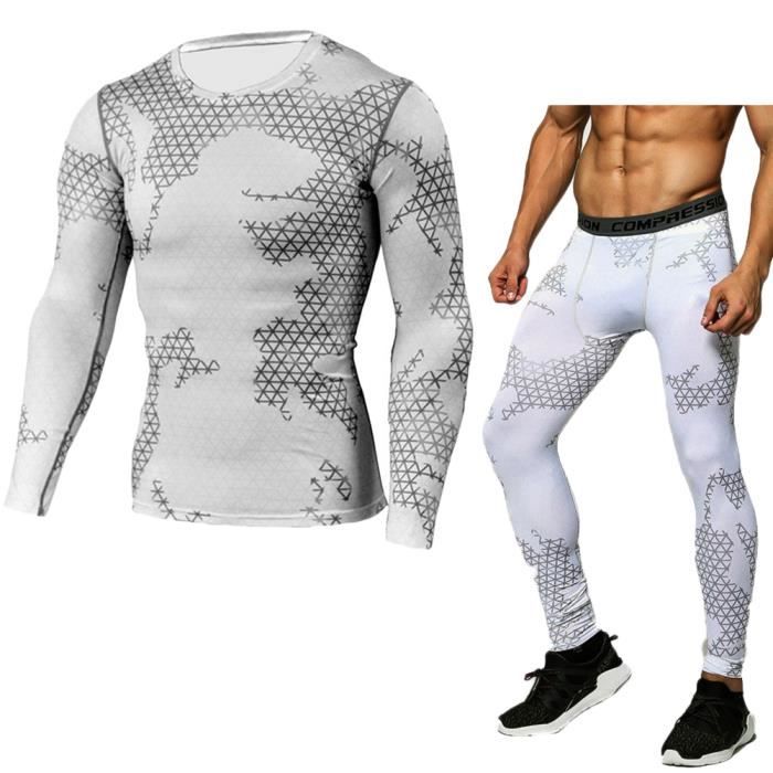 Ensemble Compression Sport Homme - Shirt Et Legging Running, Fitness, Cyclisme