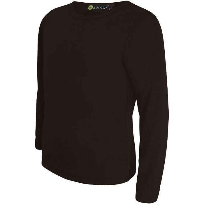 LOTMART Enfants Uni Basique Haut Col Rond Slim Manches Longues