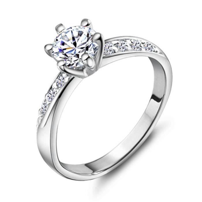 Bague Argent 925 Femme Zircone Cubique - Bague De Fiançailles Ou Promesse Style Couronne Vintage - Bijou Élégant