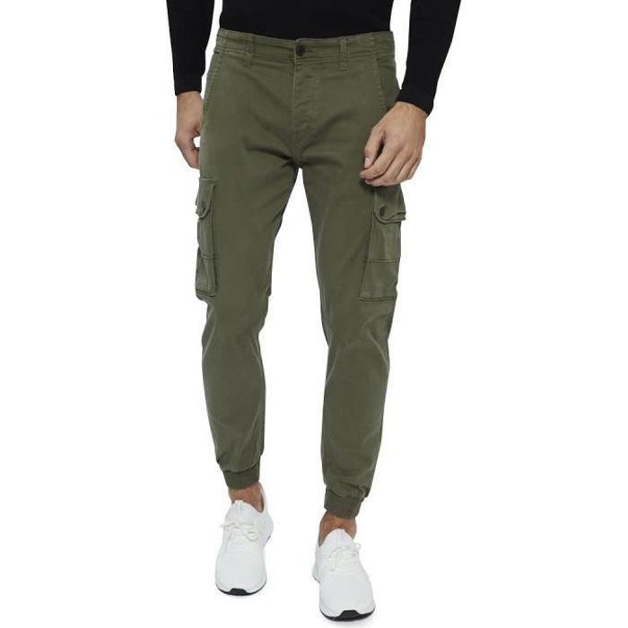 Olmecs Hommes Pantalons Elastique Coton Taille Plus Cargo Droite Avec Poches Printemps/Automne Army Vert S