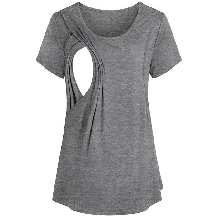 HAPPY MAMA - Top Maternité Allaitement T-Shirt Design En Couches - Confortable Et Élégant
