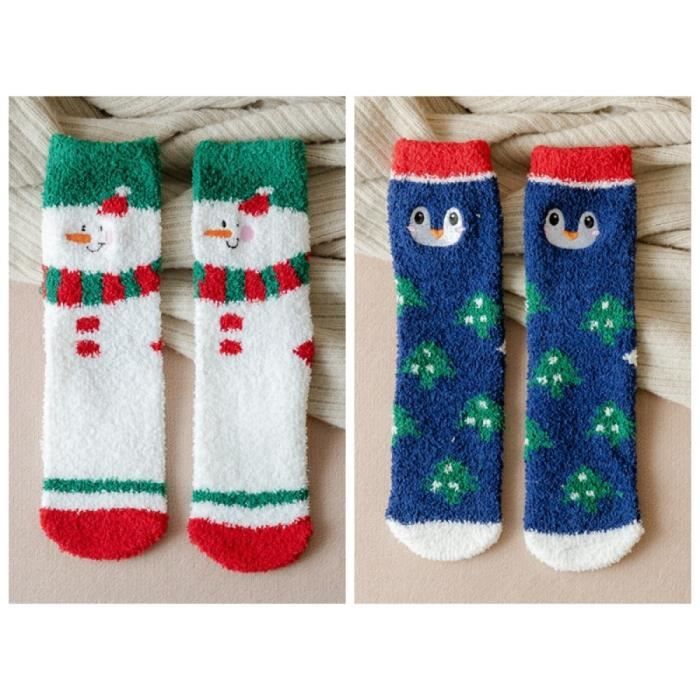 Chaussettes De Noël Femmes 5 Paires - Motifs Bonhomme De Neige Et Père Noël - Taille 35-41 - Coton Doux Et Respirant