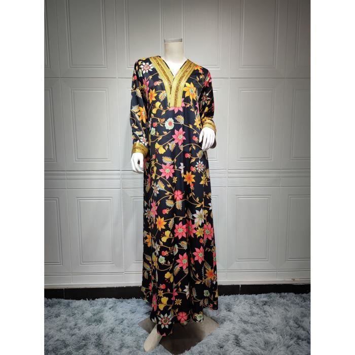 Robe Abaya Musulmane à Fleurs – Longueur Genou, Avec Hijab Intégré – Style Dubaï, Polyester, Pour Prière Ou Quotidien – Couleur Noir - 11