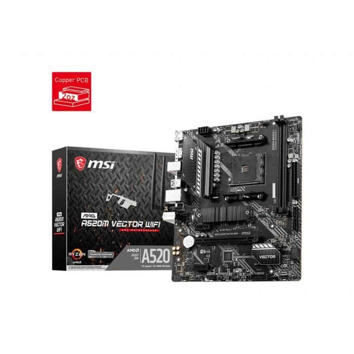 MSI MAG A520M VECTOR WIFI Carte mère micro ATX Socket AM4 AMD A520 Chipset USB 3.2 Gen 1 Gigabit LAN Wi Fi Bluetooth carte graphique embarquée unité centrale requise audio HD... - vue 5