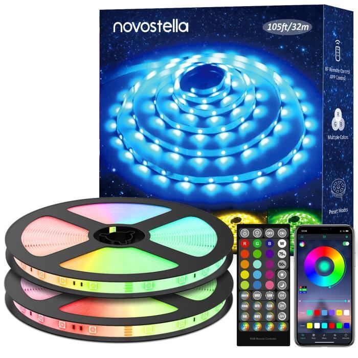 Novostella 32M Ruban LED RGB 960 LEDs APP Contrôle, Kit Bande Lumineuse
