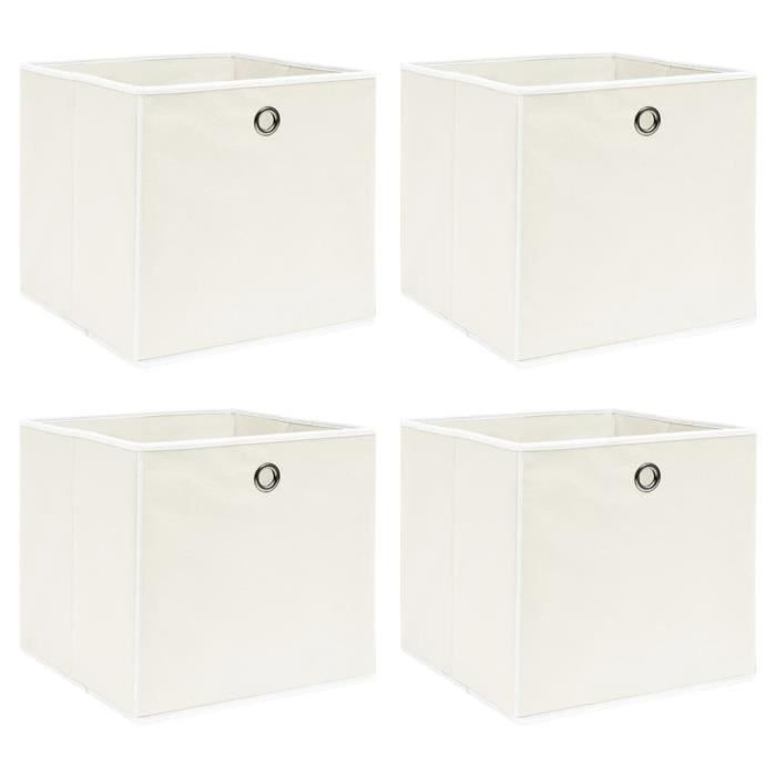 Pwshymi-Boîtes de rangement 4 pcs Blanc 32x32x32 cm Tissu