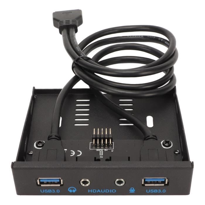 Panneau Avant PC USB 2.0 & Audio - 2 Ports USB + Micro/écouteur - Montage Sur Baie Lecteur Disquette 3.5" - 4