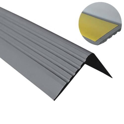 1m profilé d'escalier nez de marche adhésif antidérapant PVC gris foncé RGP, 50 x 42 mm