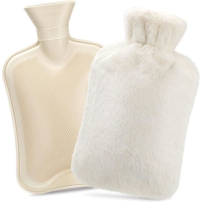 Bouillotte Eau Chaude Premium Avec Housse En Peluche - Caoutchouc Naturel 1,5L, Pour Règles Douloureuses Et Confort - 3