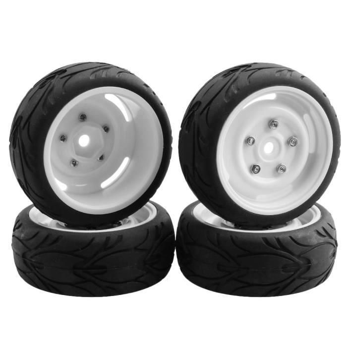 4 PIÈCES Noir Barbe Motif Caoutchouc Pneu Alliage 7 rayons Jantes pour RC1: 10 - Jeux - Jouets