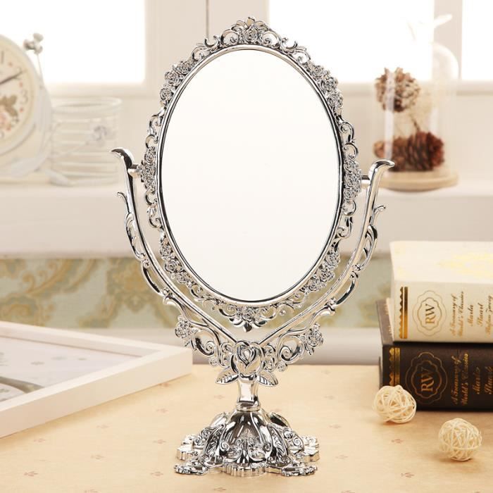 Miroir De Maquillage Rotatif 360° - Double Face (normal + Grossissant) - Design Transparent - Portable Pour Voyages - 2
