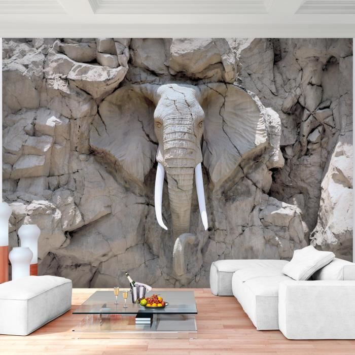 Runa art Papier Peint Intissé Tapisserie Éléphant Afrique 308x220 cm - 7 Bandes Faciles à Coller 9398010a