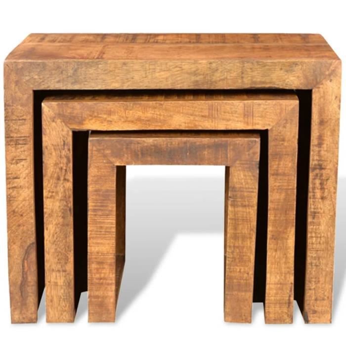Tables gigognes en noyer massif naturel et noir M Batea - Woodendot