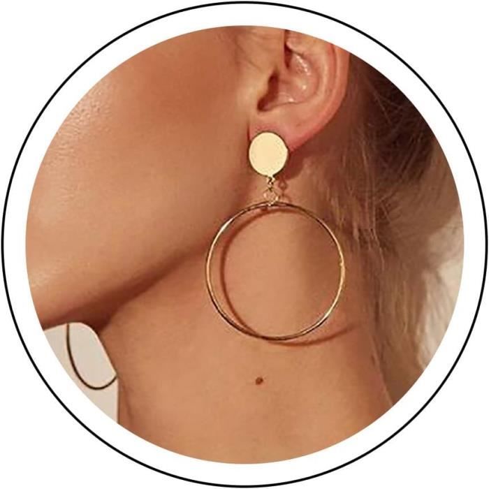 Boucles D'Oreilles Créoles Pour Femme, Oro Creole Pour Cadeau Anniversaire Fille - Argent-Or