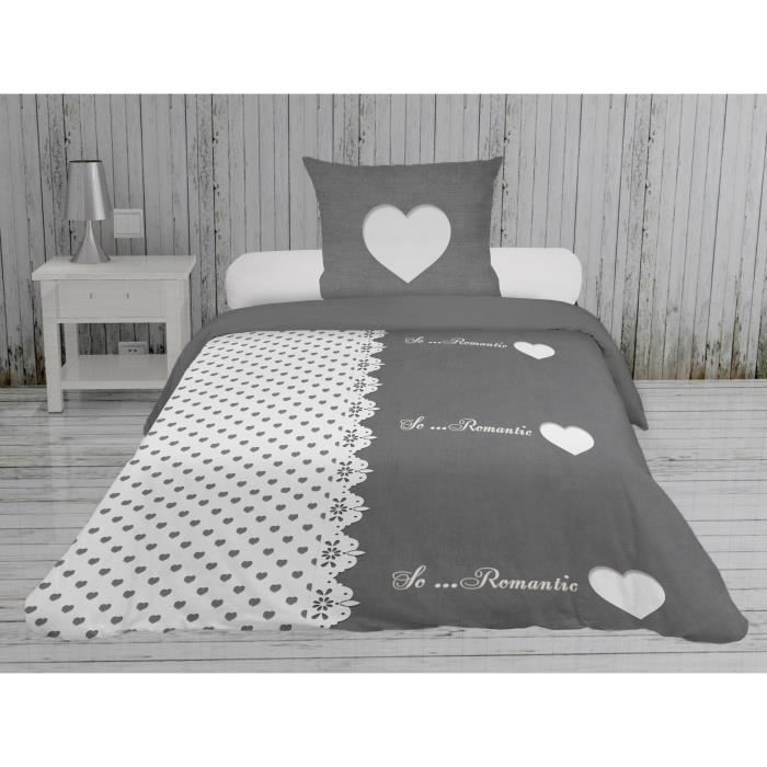Coton 220 x 240 cm Soleil docre Wood Parure Housse de Couette Gris