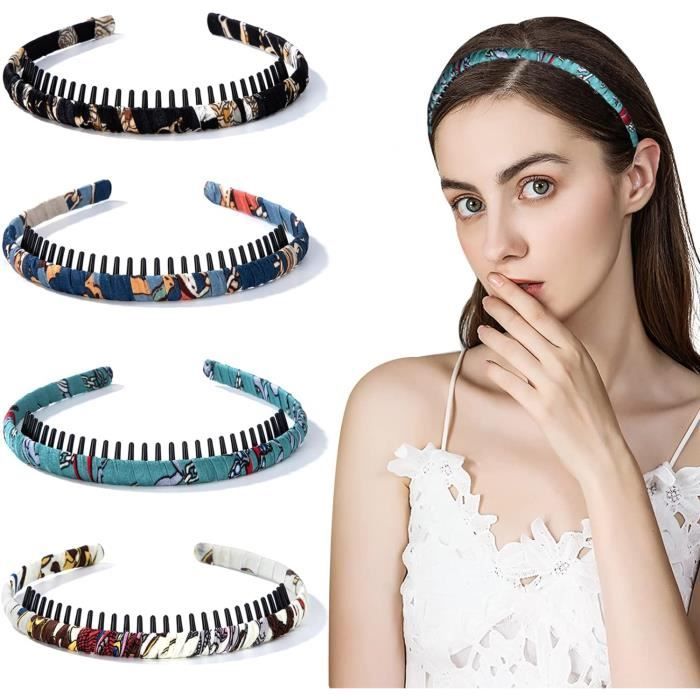 Lot De 5 Bandeaux Peigne Serre-tête - 2 Cm De Large - Accessoire Cheveux Noir Pour Femmes/filles - 5
