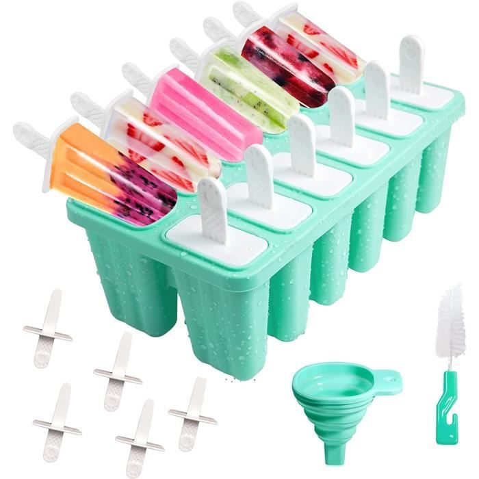 Moule Sorbet Réutilisable Moule à Glace 6 Popsicles Réutilisable - Silicone Souple - Bâtonnets Inclus - DIY Sorbet Maison Bleu Glaces à L'eau Enfants