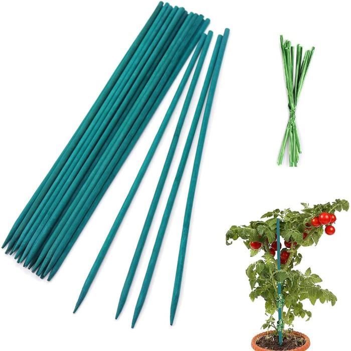 30 Piquets De Jardin Avec Tiges De Connexion - Tuteurs Plantes En Acier Plastifié 11mm X 40cm Vert