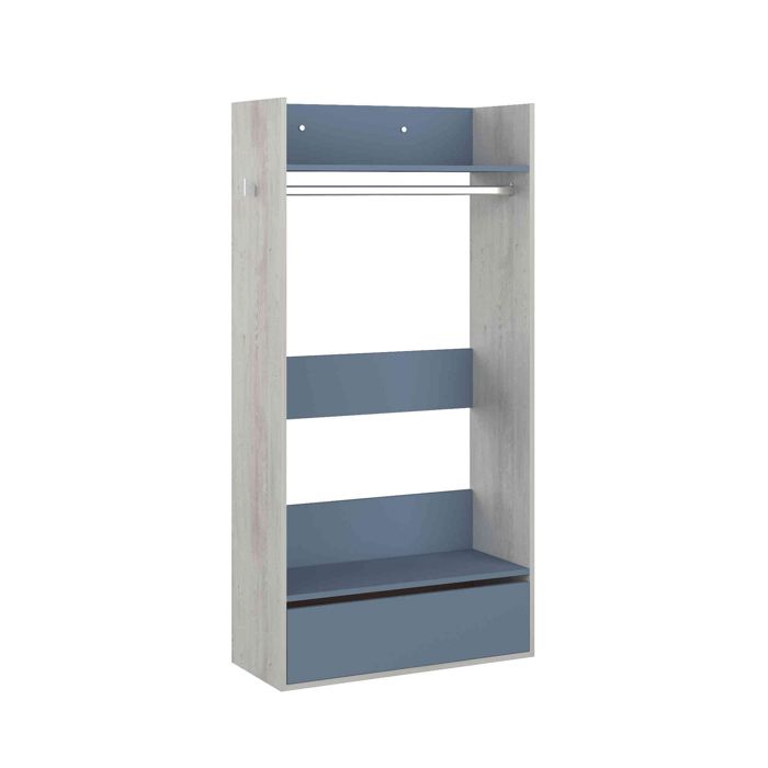 Dressing enfant en bois grisé et bleu - DR9020 - Bleu - Terre de Nuit