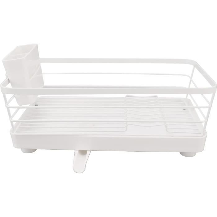 Égouttoir à Vaisselle Extensible Peu Encombrant Avec Porte Ustensiles Et Bac Egouttement Plateau Etendoir Pour Comptoir De Cuisine Noir 97194459