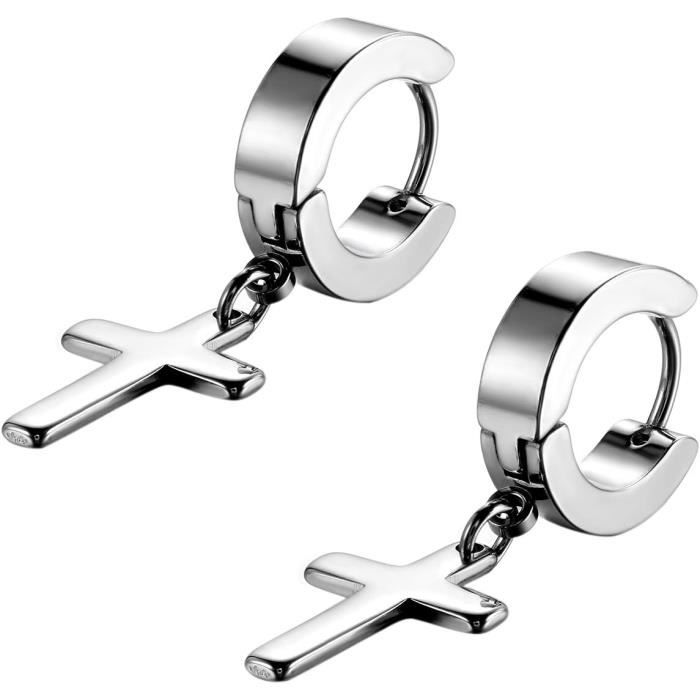 Clous d'oreille acier noir motif carré 6mm - ZONM202