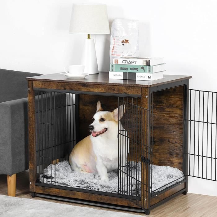 Meilleurs prix pour Cage pour Chien Moyen - BingoPaw - Meuble Caisse en Bois MDF - Marron - Intérieur