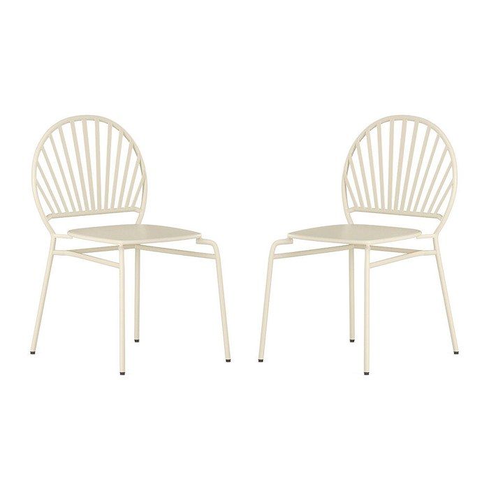 Lot de 2 chaises de jardin empilables en métal - Beige - CEDEIRA de MYLIA Lot de 2 chaises de jardin empilables en métal - Beige - CEDEIRA de MYLIA