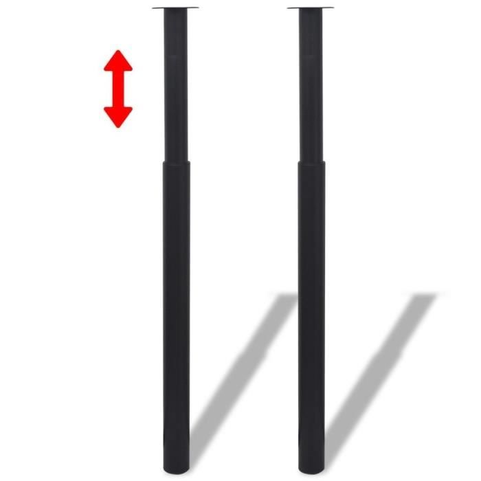 Pied de table télescopique - VIDAXL - 2 pcs - Hauteur réglable 710 mm à 1100 mm - Métal - Blanc