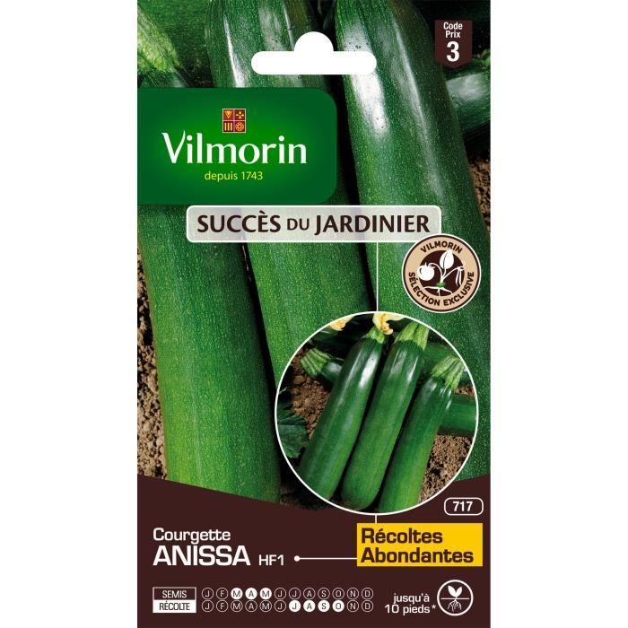 Courgette Anissa HF1 obt Vilmorin - Graine - Légumes - Soleil - 0,6 - Potager et verger