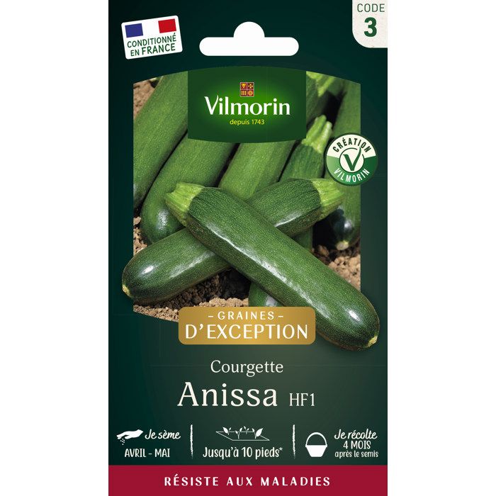 Comparer les prix de Courgette Anissa HF1 obt Vilmorin - Graine - Légumes - Soleil - 06 - Potager et verger