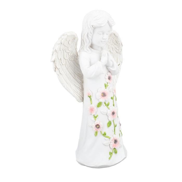 Statue D'Ange Solaire En Polyresine - Lumière LED, 19 Cm - Décoration De Jardin, Terrasse, Tombe - Allumage Automatique