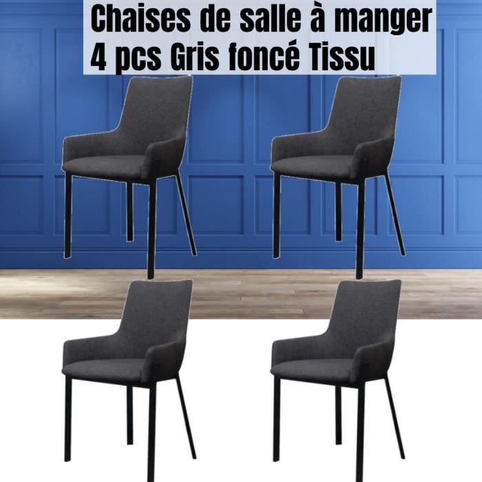 chaises de cuisine chaises de salle à manger 4 pcs gris foncé tissu 53 x 59 x 81,5 cm (l x l x h) yum-3