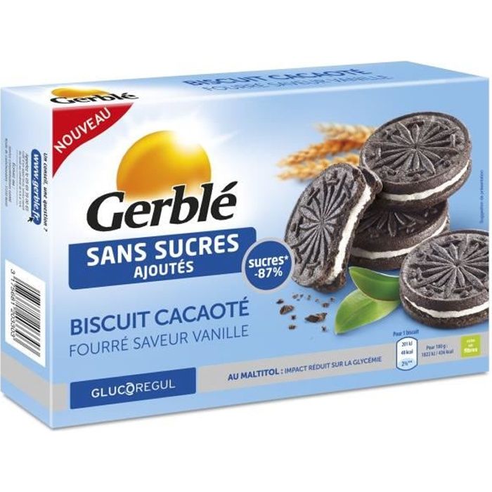 Gerblé Sans Sucres Ajoutés Biscuit Cacaoté Vanille 176g