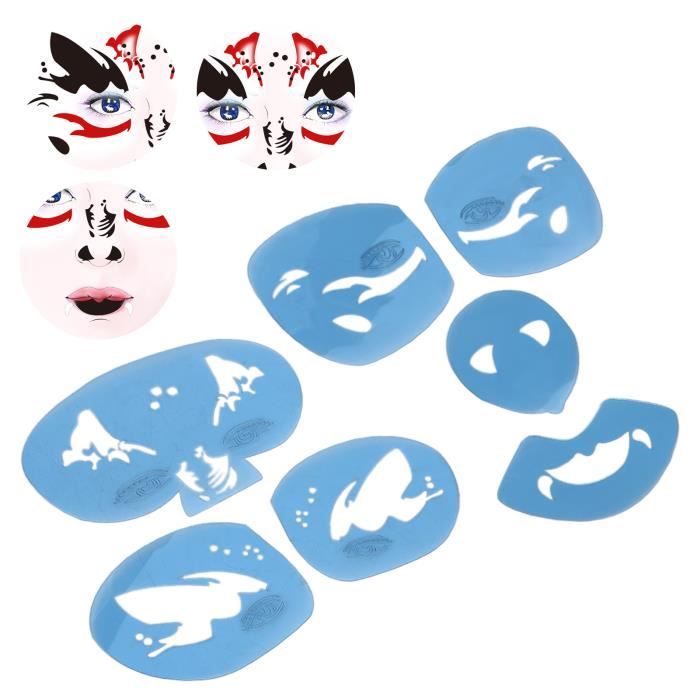 Kit De 26 Pochoirs Visage Réutilisables Halloween - Motifs Citrouille, Chauve-souris, Clown... | Peinture Maquillage
