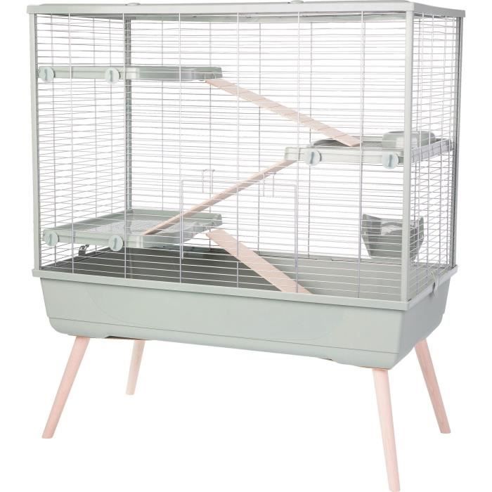 ZOLUX Cage rongeur surélevée Néolife - 3 étages pour lapin - 99 x 54 x 114 cm - Vert