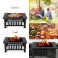 iKayaa Brasero pour Jardin Terrasses BBQ Brasero Ménager Barbecue 81 * 81 * 36cm  avec couvercle Firepan et barbecue + barbecue-1
