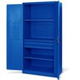 Armoire à Outils TC02AM Armoire Meuble d'atelier avec tiroirs Portes battantes 3 étagères 185 x 92 x 50 cm (Bleu)-1