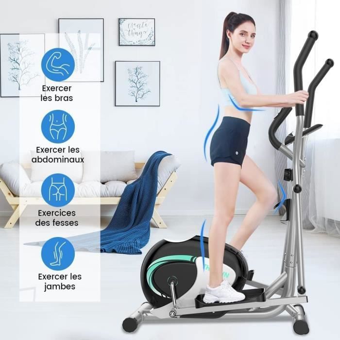 Velo elliptique magnetique Fitness 8 niveaux de resistance Capteur de frequence cardiaque Max. 120 kg Cdiscount Sport