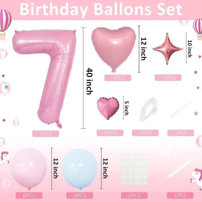 Ballon hélium - Ballon numéro - Chiffre 7-7 ans - Anniversaire