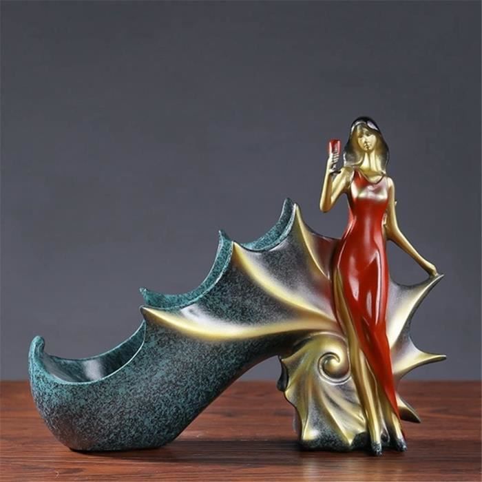 Sculpture Décorative Moderne En Résine - Statue Abstraite Minimaliste Dorée 27x10x10 Cm - Décoration Salon, Bureau, Chambre - 5