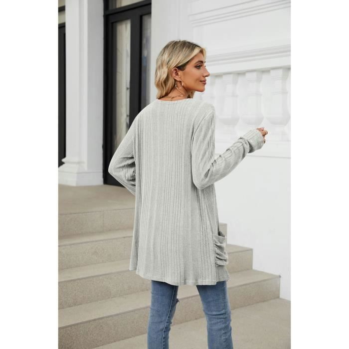 Gilet Long à Manches Longues Pour Femme - Taille M - Blanc - Neuf Avec Étiquettes