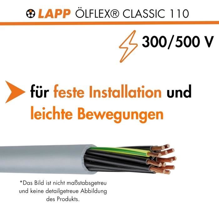 Lapp Ölflex Classic 110 – Câble De Commande 5 X 0,75 Mm², 10 M – Gaine PVC Gris, Résistant à L'huile - 5