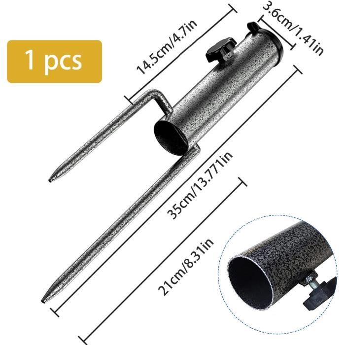 Support De Parasol à Piquet Pour Pelouse - Alliage, 35 Cm, Fixation Réglable, Pour Parasol De Jardin, Plage, étendoir