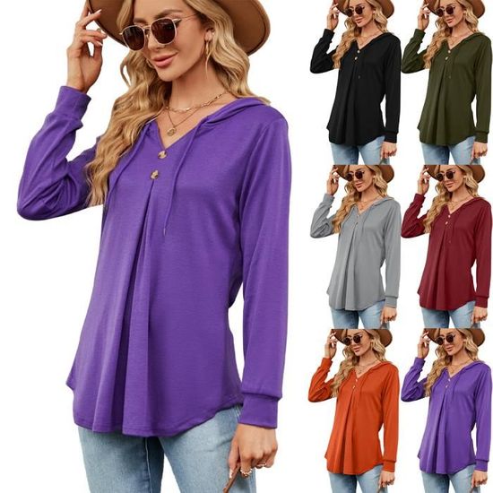 GRMLRPT Sweat à Capuche Femme Oversize - Pull Chaud Automne Hiver Avec Poches Multicolore S-XXL